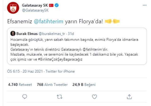 Son Dakika: Galatasaray'ın yeni Başkanı Burak Elmas: Fatih Terim yarın görevinin başında olacak