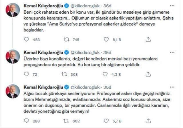Kılıçdaroğlu'ndan gece yarısı tezkere paylaşımı: Profesyonel asker diye geçiştirdiğiniz bizim Mehmetçiğimiz