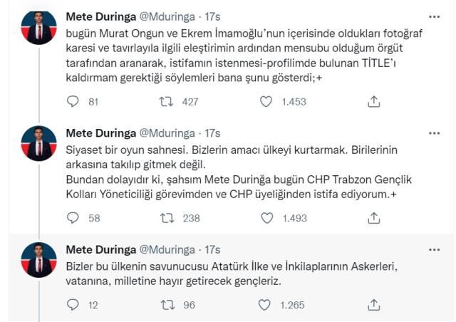 CHP Trabzon Gençlik Kolları yöneticisi 'Nagehan alçı fotoğrafında' İmamoğlu'nu eleştirince, istifası istendi