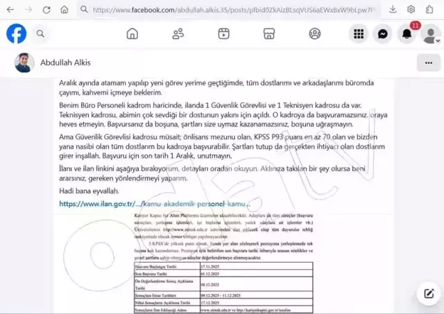 Kardeş torpili skandalı: İlan kaldırılmadı, suç bakın kime atıldı