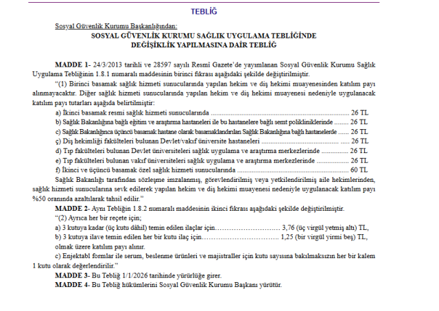 Sağlıkta katılım paylarına yüzde 30 zam