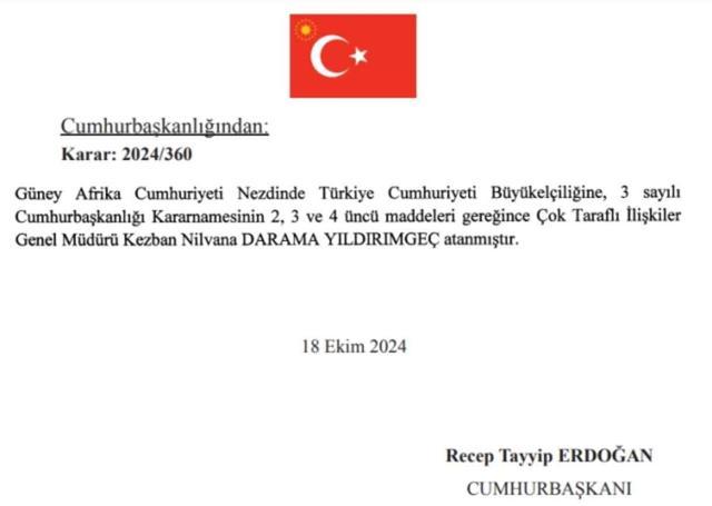 Yeni Güney Afrika Cumhuriyeti Büyükelçisi Kezban Nilvana Darama Yıldırımgeç kimdir? Kezban Nilvana Darama Yıldırımgeç hayatı ve biyografisi