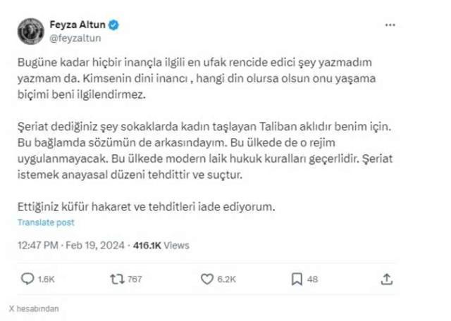 Feyza Altun ne dedi? Feyza Altun şeriat olayı nedir?