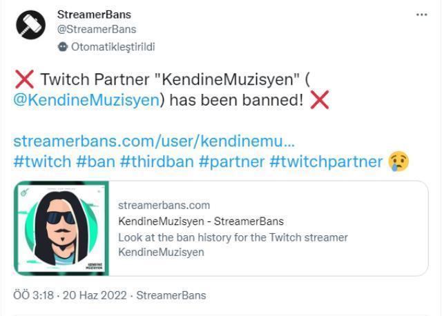 Kendine Müzisyen Twitch'ten banlandı! Kendine Müzisyen neden ban yedi?