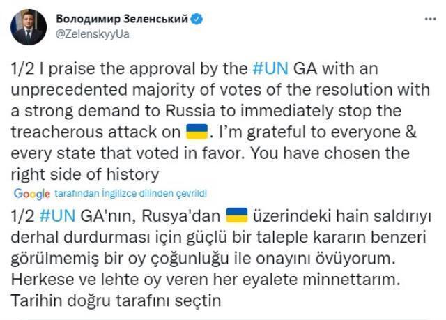 Son Dakika: Birleşmiş Milletler'den tarihi karar! Daimi üye Rusya kınandı, sadece 5 ülke karşı çıktı