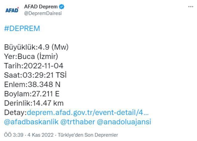 Dün gece deprem mi oldu? İzmir'de deprem mi oldu? İzmir depremi ne kadar sürdü? 4 Kasım İzmir depremi! AFAD ve Kandilli son depremler listesi!