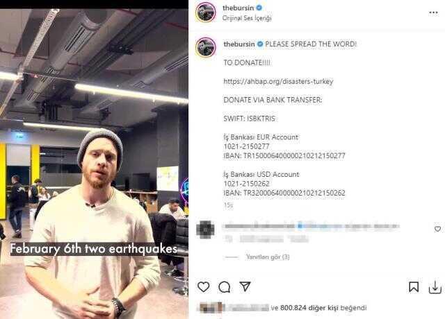 Oyuncu Kerem Bürsin, dünyaya seslenerek deprem felaketi yaşayan Türkiye'ye için yardım istedi