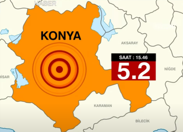 Konya'da 5.2 büyüklüğünde deprem