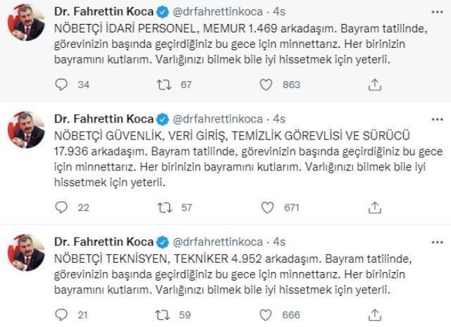 Bakan Koca'dan bayramda nöbet tutan sağlık çalışanları için duygusal mesaj: Varlığınızı bilmek bile iyi hissetmek için yeterli
