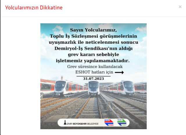 İzmir metro grevi ne zaman 2023? Son dakika! İzmir metro neden çalışmıyor? İzban grevi 2023!