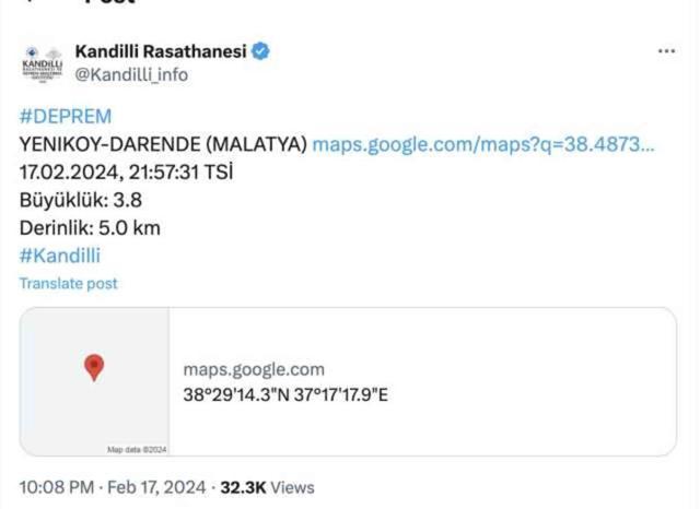 SON DAKİKA: DEPREM Mİ OLDU? MALATYA'DA DEPREM Mİ OLDU?