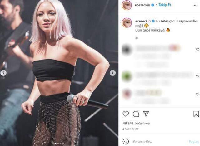 Şarkıcı Ece Seçkin konser sahnesine sütyensiz çıktı
