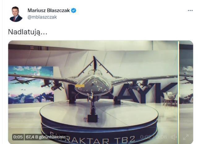 Polonya Savunma Bakanı'ndan TB2 paylaşımı: Geliyorlar