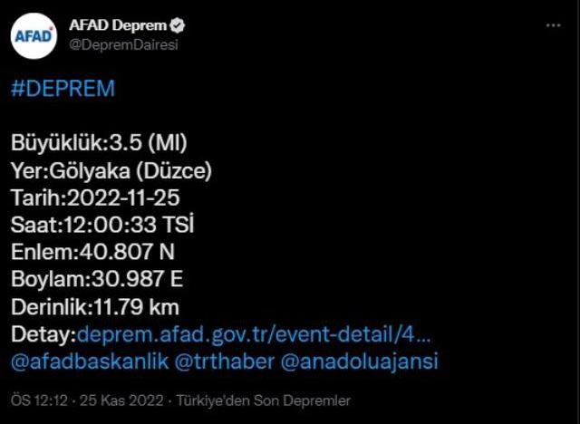 Düzce'de deprem oldu mu? Bu Gece Düzce'de deprem mi oldu? Şimdi Düzce'de deprem mi oldu? 26 Kasım Cumartesi Son Dakika!
