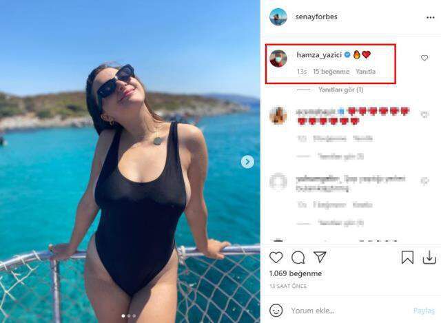 Şenay Forbes siyah mayolu pozunu paylaştı, ilk yorum oyuncu sevgilisi Hamza Yazıcı'dan geldi