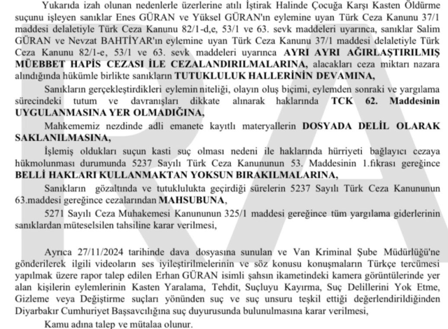 Narin Güran davasında savcı mütalaasını açıkladı: Herkes suç ortağı