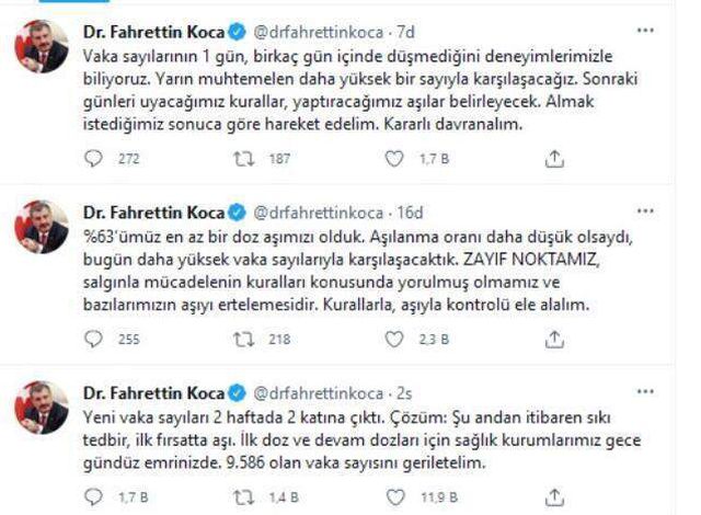 Vaka artışı sonrası Bakan Koca'dan uyarı üstüne uyarı: Yarın daha yüksek bir sayıyla kaşılaşacağız