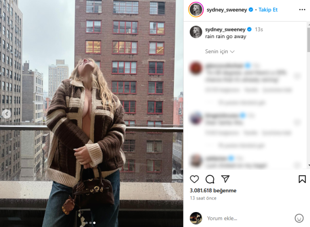 Sydney Sweeney'in sosyal medyada son paylaşımı bomba