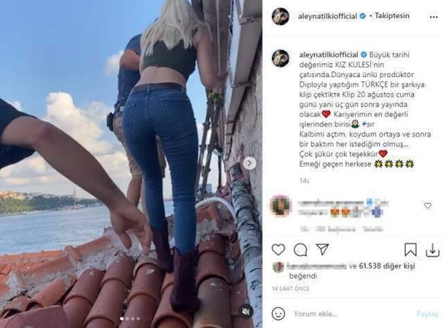 Aleyna Tilki, yeni şarkısının klibi için Kız Kulesi'nin çatısına çıktı