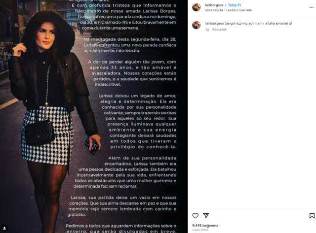Brezilyalı fenomen Larissa Borges, geçirdiği kalp krizi sonucu hayatını kaybetti