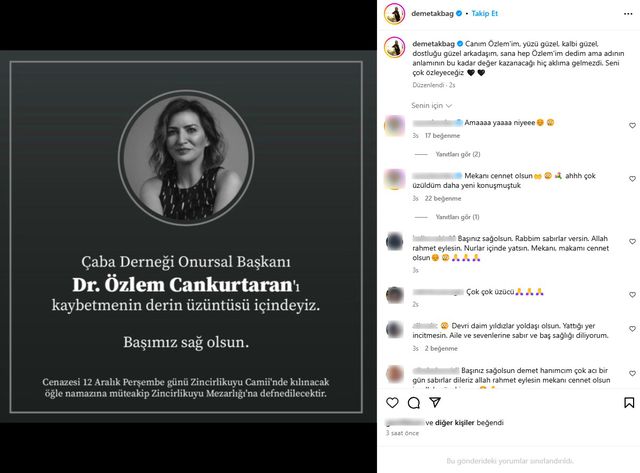 ÇABA Derneği'nin Eski Başkanı Dr. Özlem Cankurtaran Hayatını Kaybetti