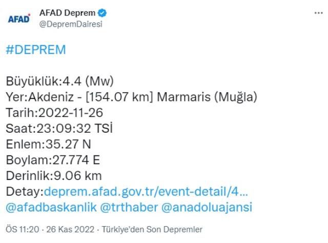 Son dakika: Muğla'da 4.4 büyüklüğünde deprem! Sarsıntı çevre illerden de hissedildi