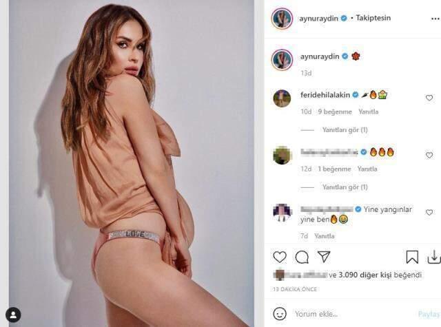 Sınırları zorlayan Aynur Aydın, 'Aşk' mesajlı iç çamaşırıyla poz verdi