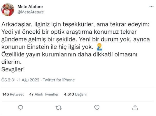 Mete Atatüre'nin ışık seviyesinin gürültü ölçümü deneyini başarıyla yaptığı çalışmanın güncel olduğu iddiası