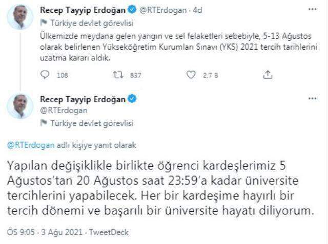 YKS 2021 tercihler ne zamana kadar yapılabilir? Hangi tarihler aralığında YKS tercihler yapılacak? YKS tercihler hangi güne uzadı?