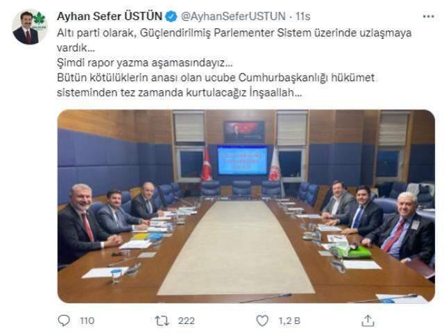 Gelecek Partisi Seçim ve Hukuk İşleri Başkanı Ayhan Sefer Üstün: Uzlaşmaya vardık