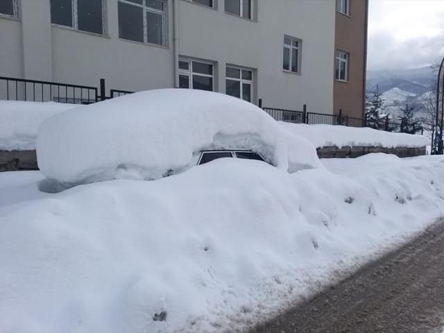 Ordu baharı beklerken beyaza büründü! Kar kalınlığı 2,5 metreyi geçti, araçlar kayıp