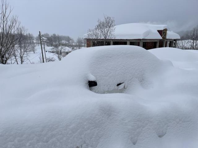 Fotoğrafı Ordu Büyükşehir Belediyesi paylaştı! Dışarı çıkmak isteyen vatandaş, kardan duvarla karşılaştı