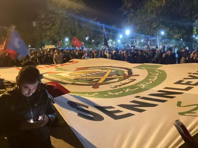 Ankara'da ABD Büyükelçiliği önünde yapılan Filistin yanlısı gösteri