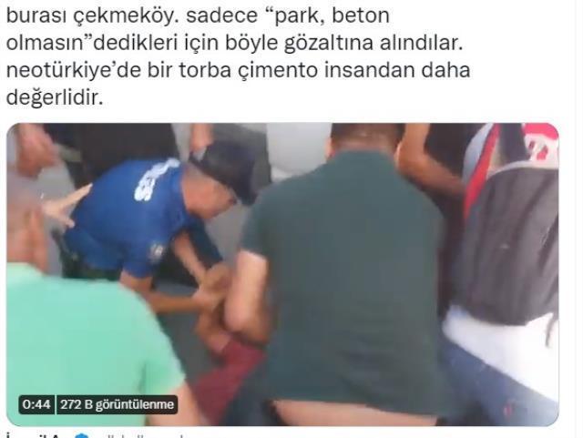 Vatandaşların soluklandığı parkta ağaç sökümüne başlayan ekiplere bir vatandaş 'Yeter artık' diyerek tepki gösterdi