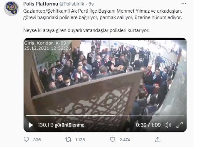 AK Parti Şehitkamil İlçe Başkanı Mehmet Yılmaz, tartıştığı polislerle kavga etti