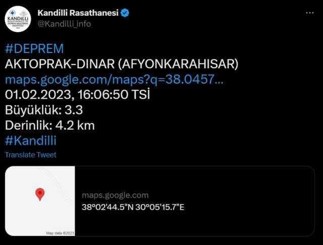 SON DAKİKA! Afyonkarahisar'da deprem mi oldu? Afyonkarahisar'da deprem mi oldu? Az önce Afyon'da deprem mi oldu? AFAD son depremler listesi!