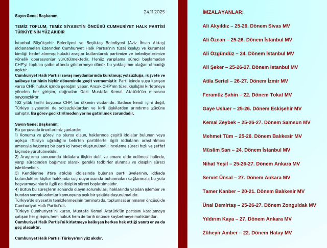 CHP milletvekilleri ortak mektup