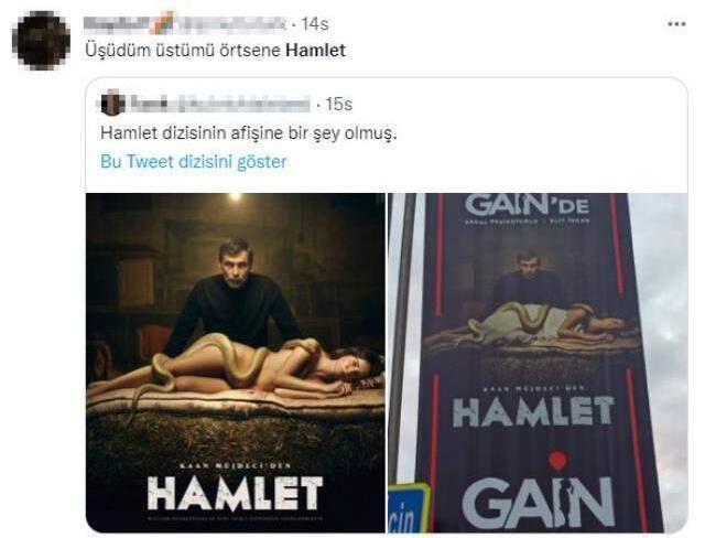 Hamlet dizisinin afişine sansür! Çıplak poz veren Elit İşcan'ın sokak afişlerinde üstüne örtü eklendi