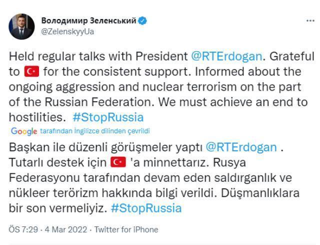 Son Dakika: Cumhurbaşkanı Erdoğan'la görüşen Ukrayna lideri Zelenski: Türkiye'nin istikrarlı desteği için minnettarız