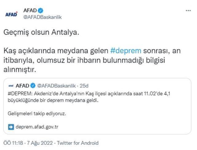Son Dakika: Antalya'da 4.1 büyüklüğünde deprem! Çevre illerden de hissedildi