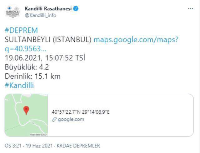 Son Dakika: İstanbul'da 3.9'luk deprem! Merkez üssü Kartal