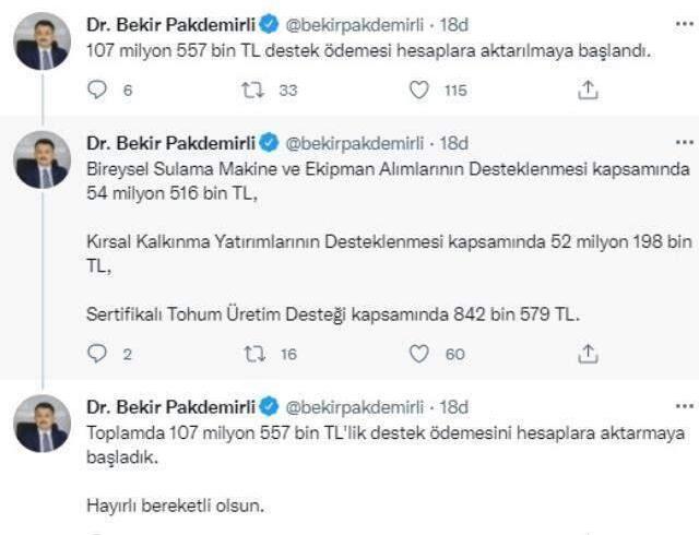 Çiftçilere yönelik 107,5 milyon liralık destek ödemesi hesaplara yatmaya başladı