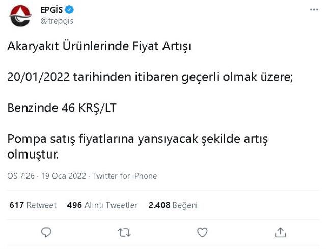 Güncel Benzin fiyatları 2022! 20 Ocak Benzinin litresi ne kadar, kaç TL oldu? Mazotun litresi ne kadar, kaç lira? LPG litresi ne kadar?