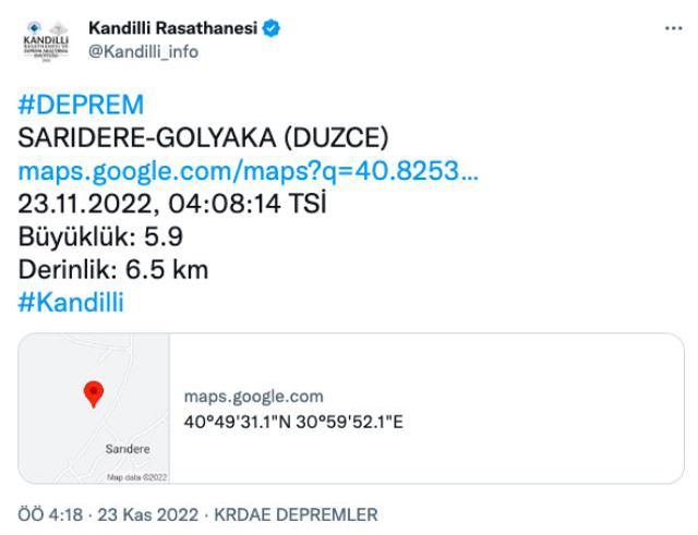 Düzce depremi nerelerde hissedildi? Düzce depremi merkez üssü nerede? Düzce depremi nerede oldu?