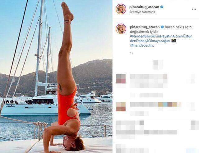 Kırmızı mayolu pozuna 'düşsen kırılan yerin kaynamaz' yorumu yapılan Pınar Altuğ çılgına döndü