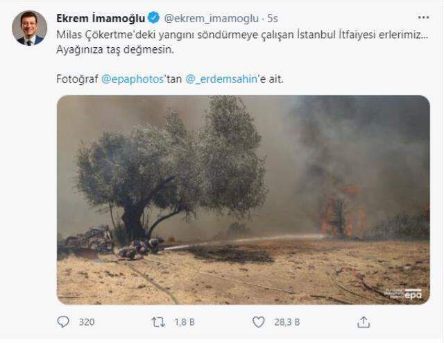 Ekrem İmamoğlu, 265 itfaiyecinin kahramanlığını paylaştı: Alınlarından öpüyorum