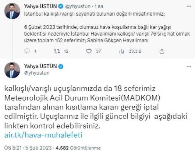 THY 170, Pegasus tüm seferlerini iptal