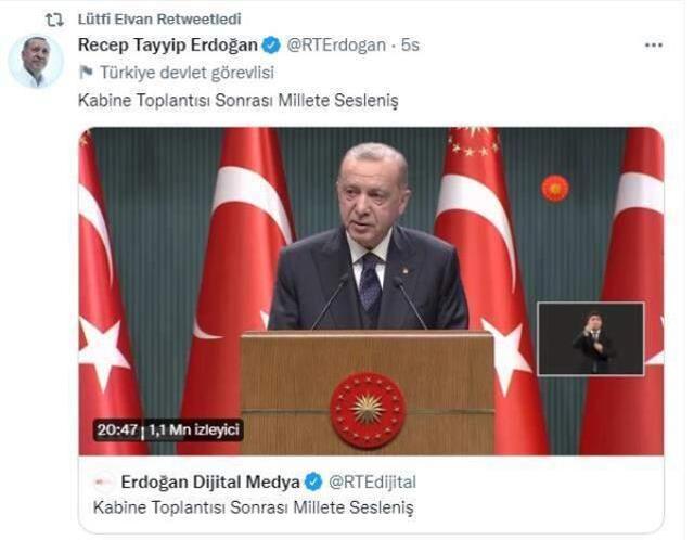 Görevden alınacağı söylenen Bakan Elvan'ın Cumhurbaşkanı Erdoğan'ın konuşmasını paylaşması dikkat çekti
