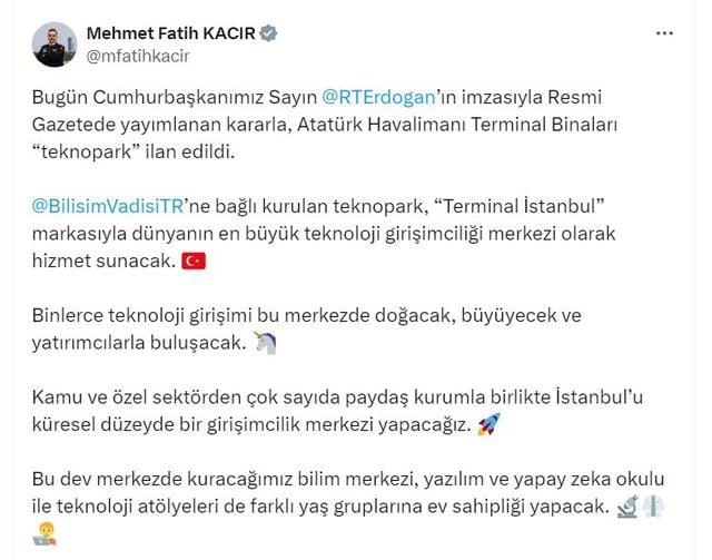 Atatürk Havalimanı için önemli karar! Cumhurbaşkanı Erdoğan imzaladı