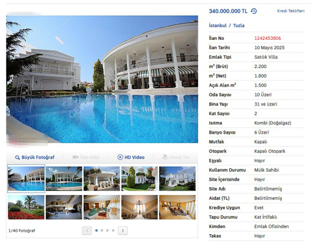 Medcezir dizisine ev sahipliği papan ikonik villa satışa çıkarıldı